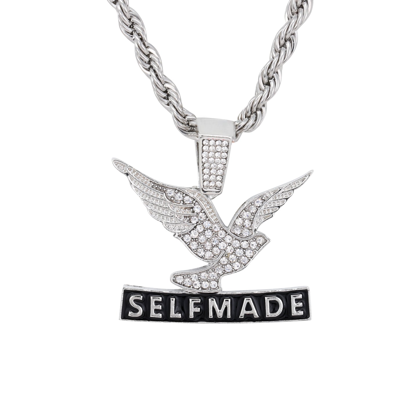 Iced Medium Self Made Pendant with 4mm Rope Chain 24" - HC-1764*