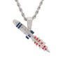 Iced Medium Space Ship Pendant with 4mm Rope Chain 24" - HC-1767