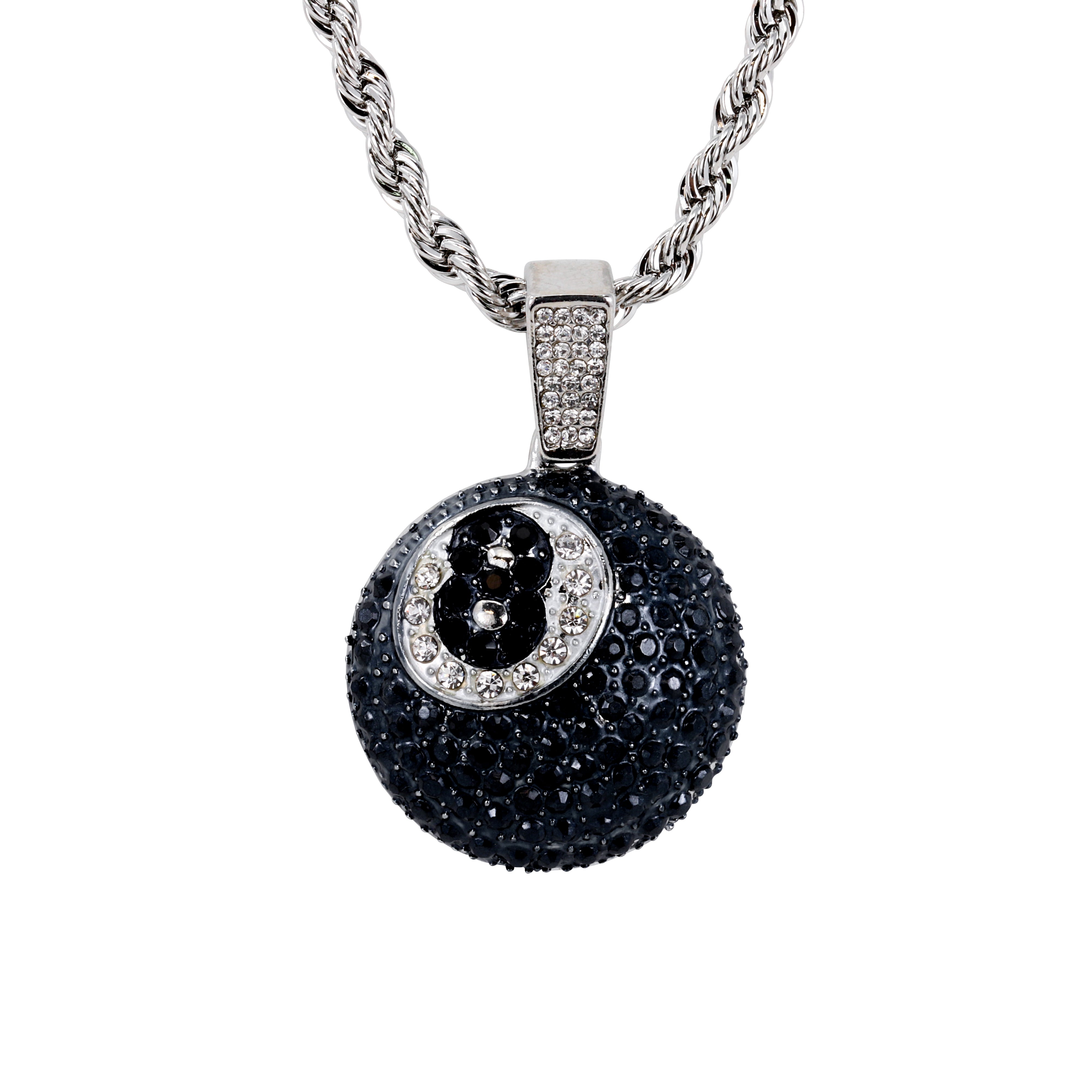 ICED 8 BALL NECKLACE SILVER