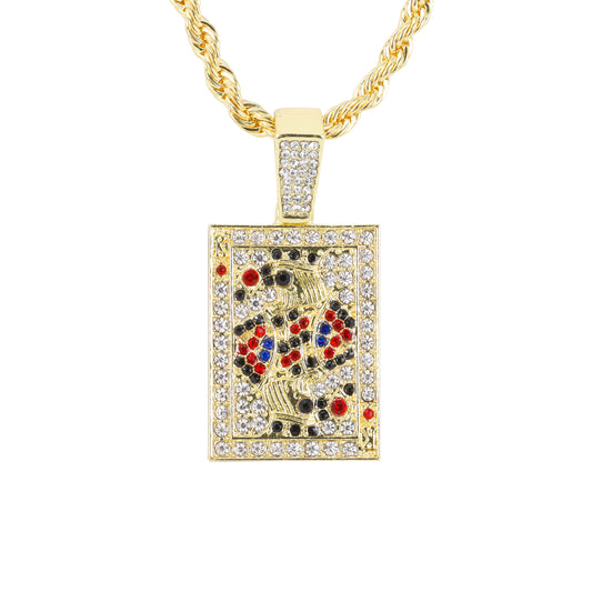 Iced Medium King Pendant with 4mm Rope Chain 24" - HC-1772*