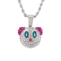 Iced Medium Clown Pendant with 4mm Rope Chain 24" - HC-1773