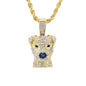 Iced Medium Dog Pendant with 4mm Rope Chain 24" - HC-1775*