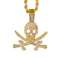 Iced Medium Skull Pendant with 4mm Rope Chain 24" - HC-1778