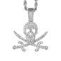 Iced Medium Skull Pendant with 4mm Rope Chain 24" - HC-1778