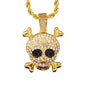 Iced Medium Skull Pendant with 4mm Rope Chain 24" - HC-1785
