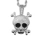 Iced Medium Skull Pendant with 4mm Rope Chain 24" - HC-1785