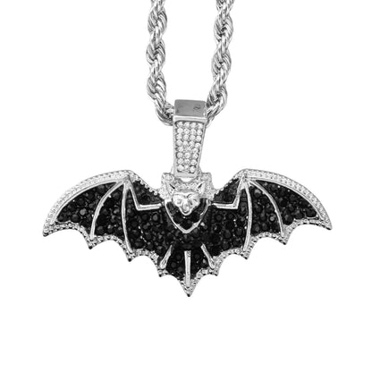 Iced Medium Bat Pendant with 4mm Rope Chain 24" - HC-1780