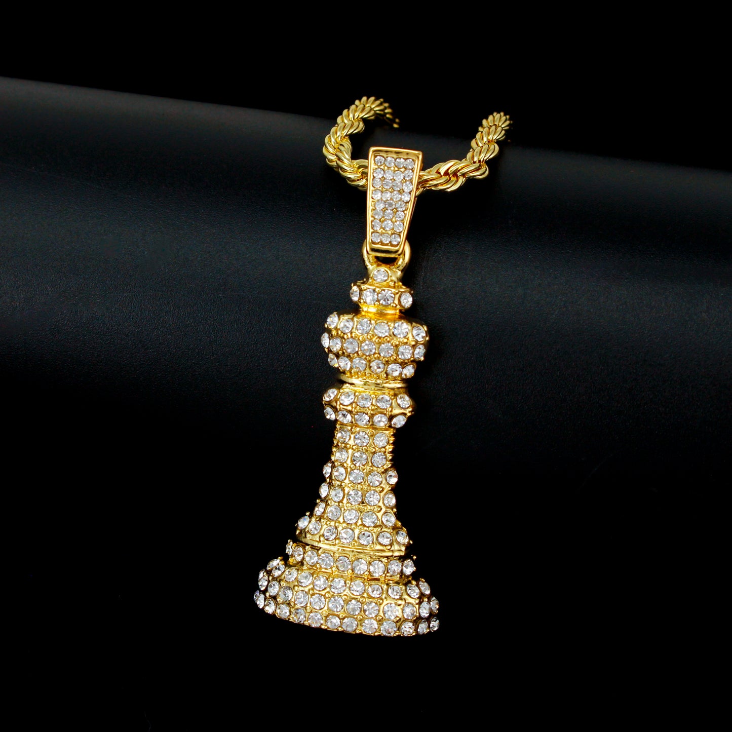 Iced Medium King Pendant with 4mm Rope Chain 24" - HC-1779*