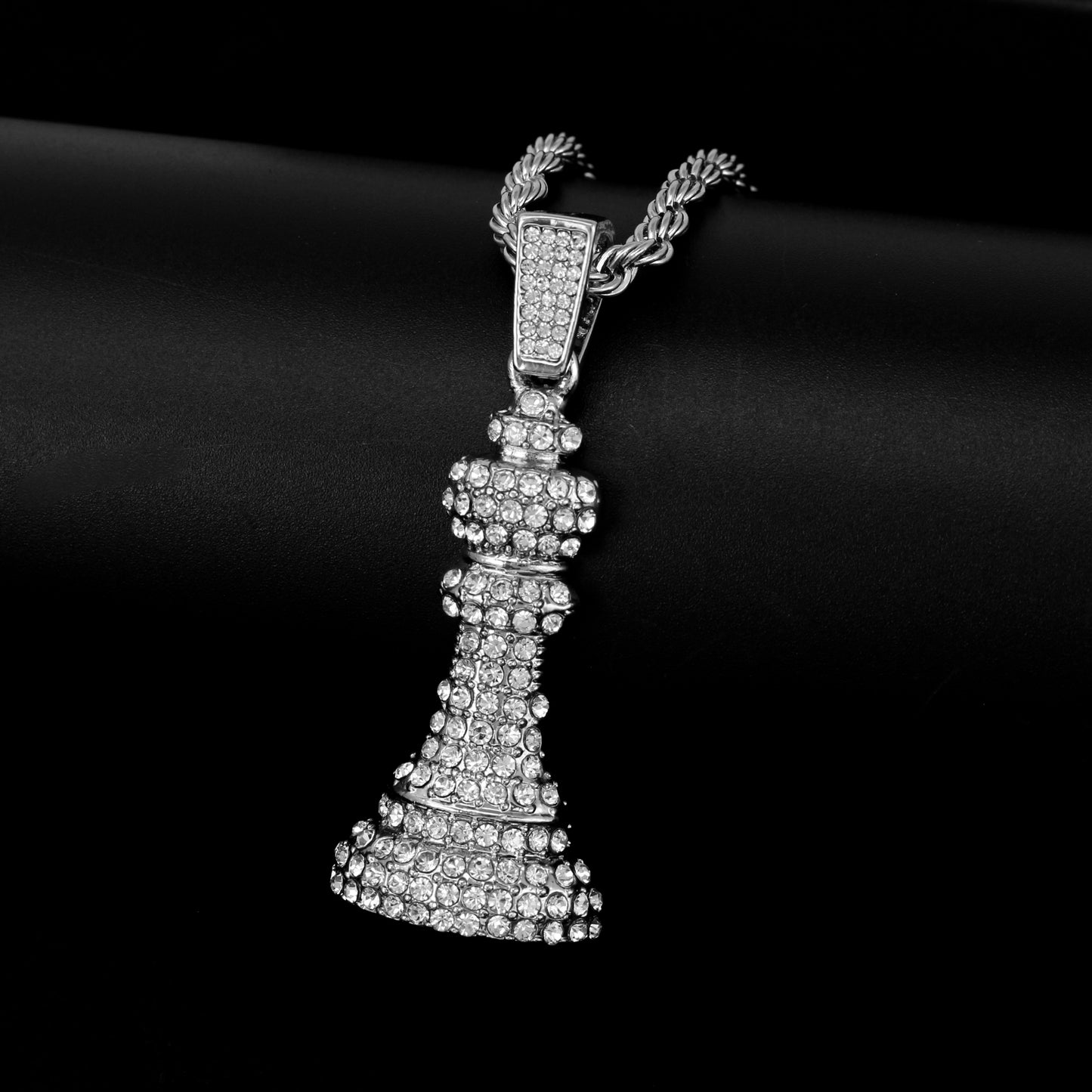 Iced Medium King Pendant with 4mm Rope Chain 24" - HC-1779*