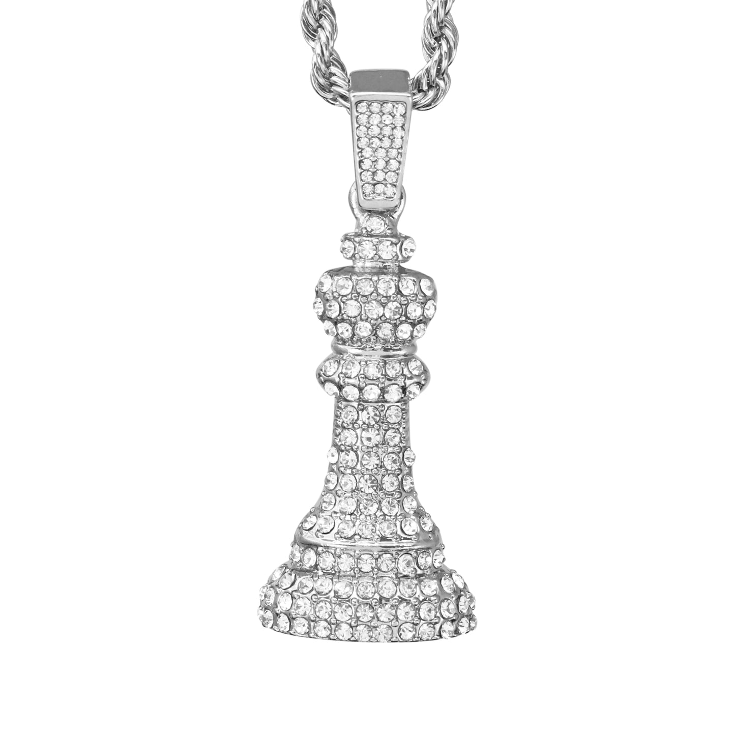 Iced Medium King Pendant with 4mm Rope Chain 24" - HC-1779*