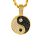 Iced Medium Yin Yang Pendant with 4mm Rope Chain 24" - HC-1781