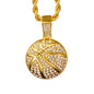 Iced Medium Basketball Pendant with 4mm Rope Chain 24" - HC-1782
