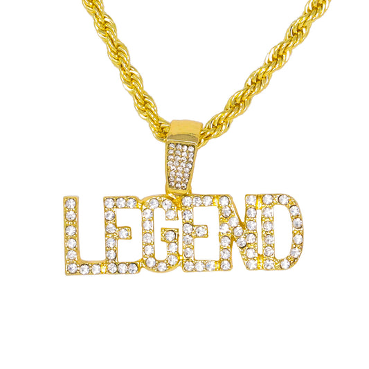 Iced Medium Legend Pendant with 4mm Rope Chain 24" - HC-1901
