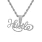 Iced Medium Hustle Pendant with 4mm Rope Chain 24" - HC-1902