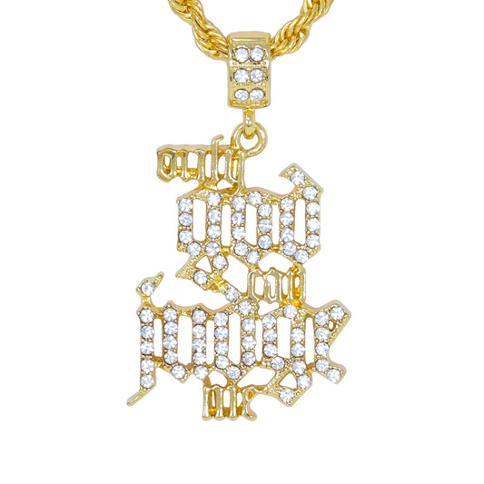 Iced Medium Only God Can Pendant with 4mm Rope Chain 24" - HC-1905