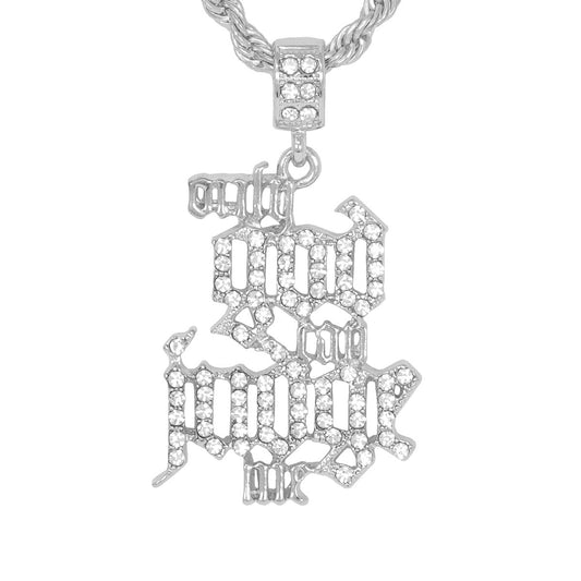 Iced Medium Only God Can Pendant with 4mm Rope Chain 24" - HC-1905