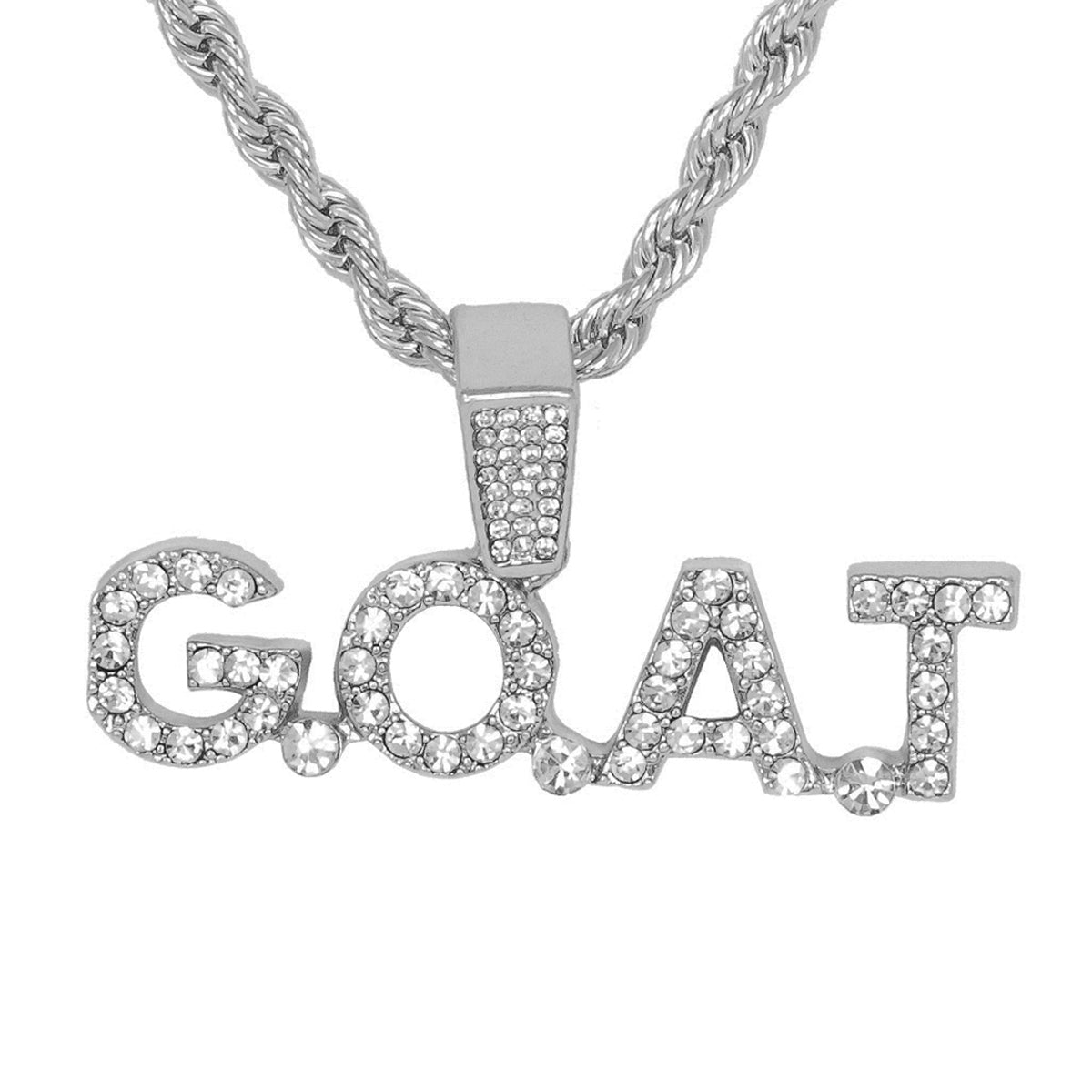 Iced Medium G.O.A.T. Pendant with 4mm Rope Chain 24" - HC-1907