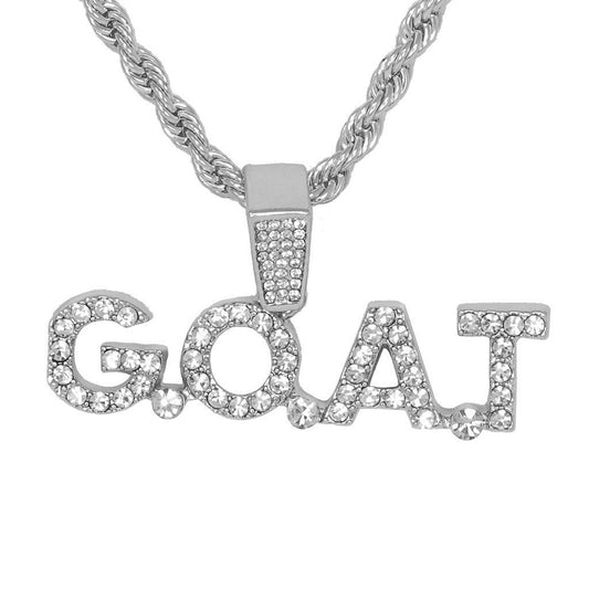 Iced Medium G.O.A.T. Pendant with 4mm Rope Chain 24" - HC-1907