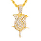 Iced Medium Rose Pendant with 4mm Rope Chain 24" - HC-1909*