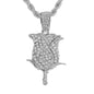 Iced Medium Rose Pendant with 4mm Rope Chain 24" - HC-1909*