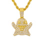 Iced Medium Ghost Pendant with 4mm Rope Chain 24" - HC-1910*