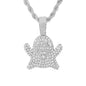 Iced Medium Ghost Pendant with 4mm Rope Chain 24" - HC-1910*