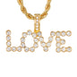 Iced Medium Love Pendant with 4mm Rope Chain 24" - HC-1911*