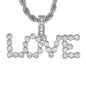 Iced Medium Love Pendant with 4mm Rope Chain 24" - HC-1911*