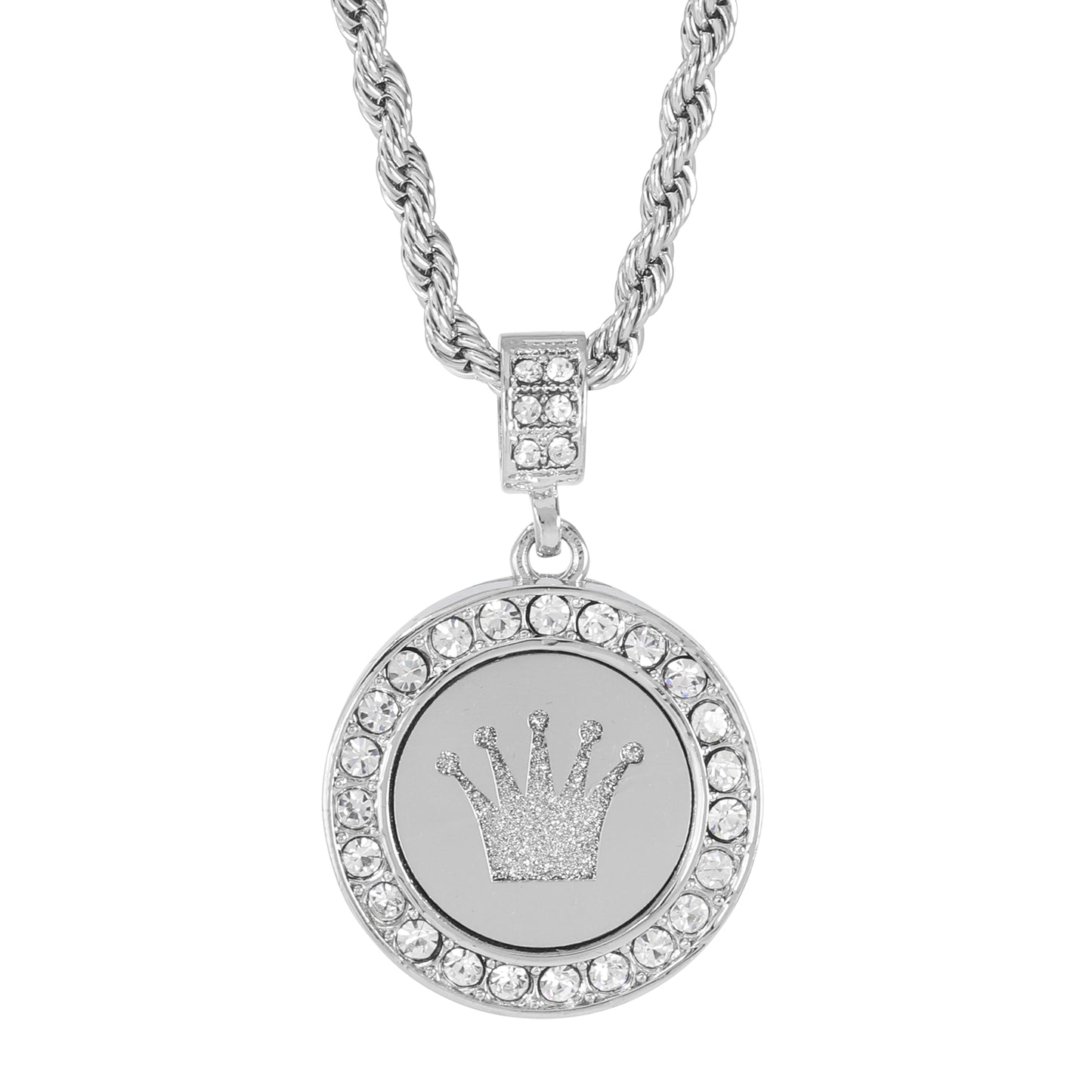 Iced Medium Pendant with 4mm Rope Chain 24" - HC-2028*