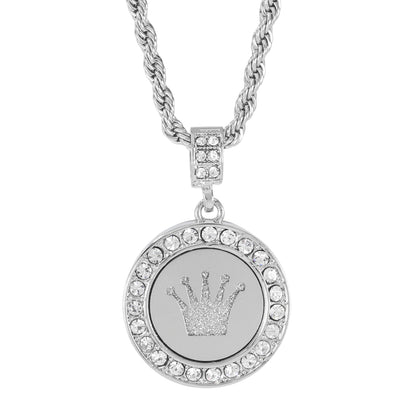 Iced Medium Pendant with 4mm Rope Chain 24" - HC-2028*