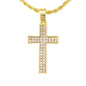 Iced Mini Cross Pendant with 3mm Rope Chain 24" - HC-205
