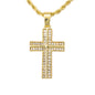 Iced Mini Cross Pendant with 3mm Rope Chain 24" - HC-206