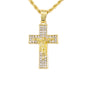 Iced Mini Crucifix Pendant with 3mm Rope Chain 24" - HC-208