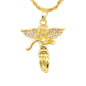 Iced Mini Angel Pendant with 3mm Rope Chain 24" - HC-215**