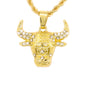 Iced Mini Bull Pendant with 3mm Rope Chain 24" - HC-219