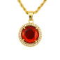 Iced Mini RubyStone Pendant with 3mm Rope Chain 24" - HC-220