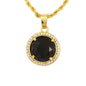 Iced Mini Black Stone Pendant with 3mm Rope Chain 24" - HC-221**