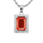 Iced Mini RubyStone Pendant with 3mm Rope Chain 24" - HC-223
