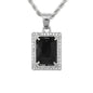 Iced Mini Black Stone Pendant with 3mm Rope Chain 24" - HC-224**