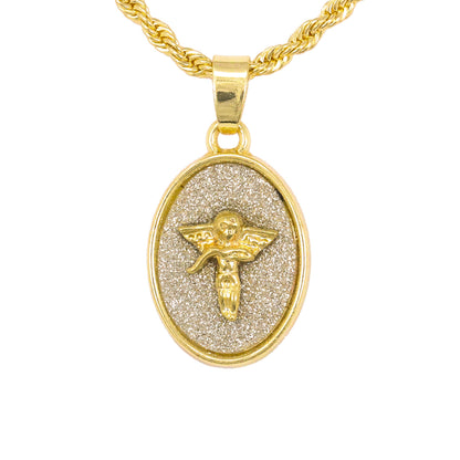 Iced Mini Angel Pendant with 3mm Rope Chain 24" - HC-233**