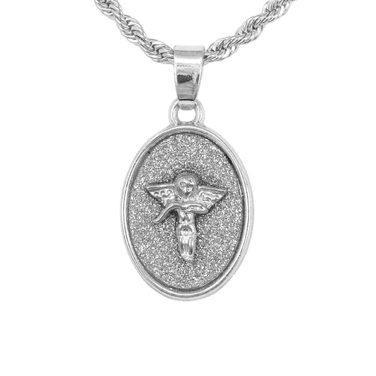 Iced Mini Angel Pendant with 3mm Rope Chain 24" - HC-233**