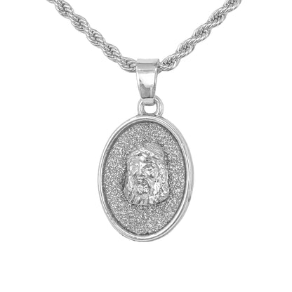 Iced Mini Jesus Pendant with 3mm Rope Chain 24" - HC-234**
