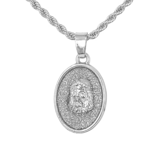 Iced Mini Jesus Pendant with 3mm Rope Chain 24" - HC-234**