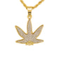 Iced Mini Leaf Pendant with 3mm Rope Chain 24" - HC-235**