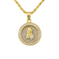 Iced Mini Praying Hands Pendant with 3mm Rope Chain 24" - HC-241