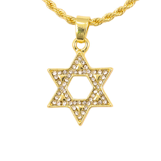 Iced Mini Star Pendant with 3mm Rope Chain 24" - HC-248