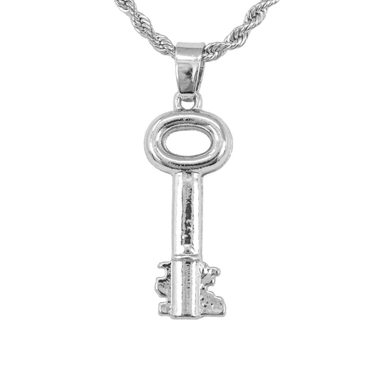 Iced Mini Key Pendant with 3mm Rope Chain 24" - HC-253**