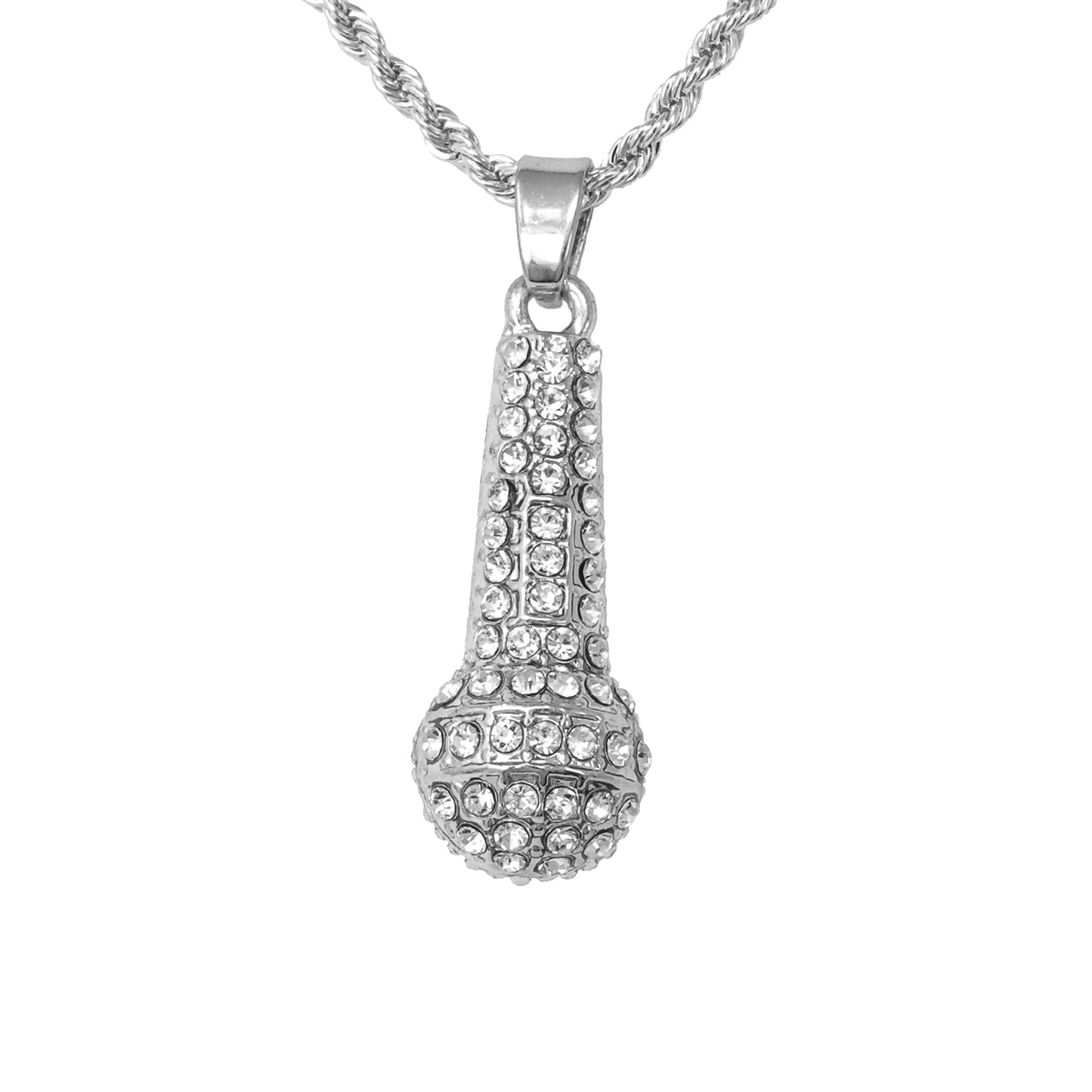 Iced Mini Music Pendant with 3mm Rope Chain 24" - HC-255