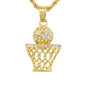 Iced Mini Basketball Pendant with 3mm Rope Chain 24" - HC-264