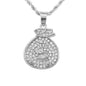 Iced Mini Money Pendant with 3mm Rope Chain 24" - HC-267